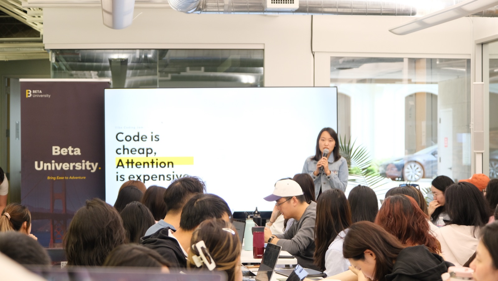 Zara Zhang speaking on stage